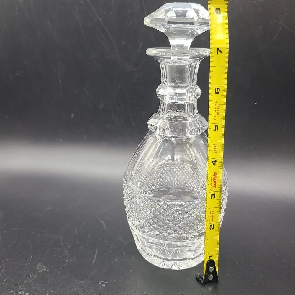 St Louis France Trianon Cut Faceted Crystal Cordial Wine Decanter Stopper 8.5